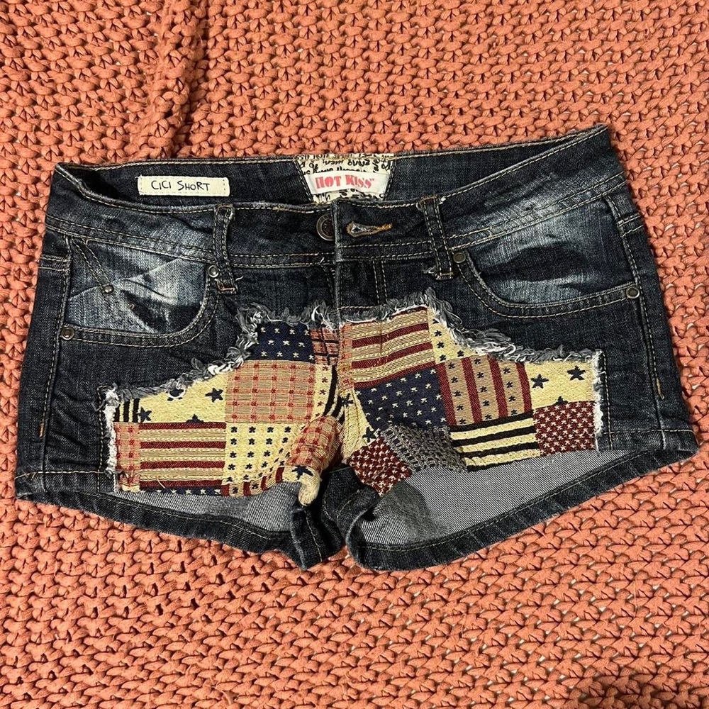 vintage hot kiss american flag mini shorts 🇺🇸🎆